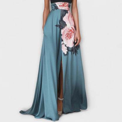 Apolline | Robe Longue Évasée Florale à Fente