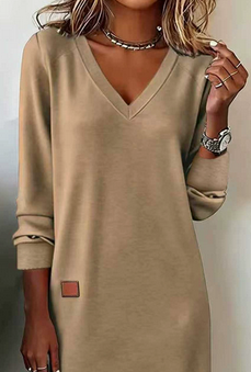 Amaline | Robe Midi Maille Col V Manches Longues