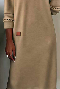 Amaline | Robe Midi Maille Col V Manches Longues