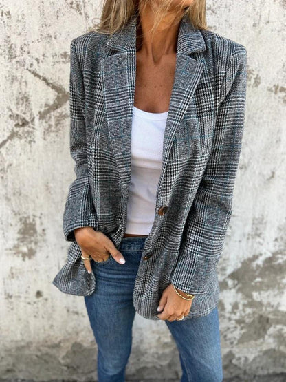 Estelane | Blazer à Carreaux Structuré