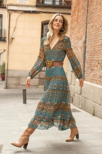 Violaine | Robe Midi Imprimée en Mousseline