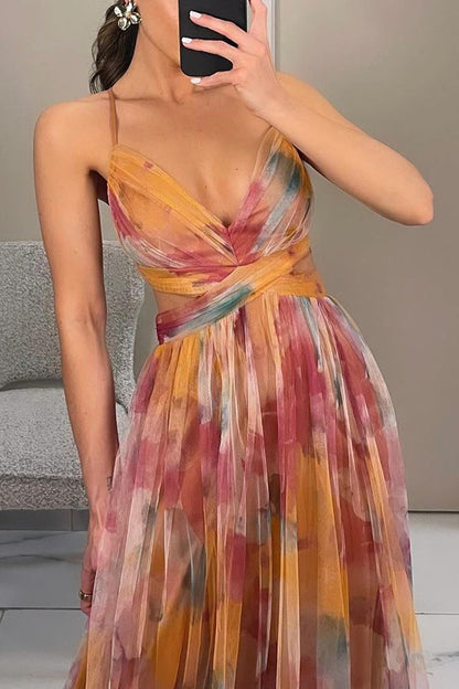 Manon | Robe Longue Fleurie Dos Ajustable pour Mariage Invitée