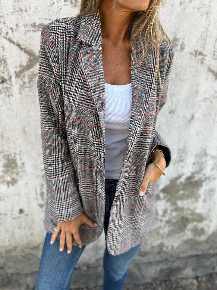 Estelane | Blazer à Carreaux Structuré