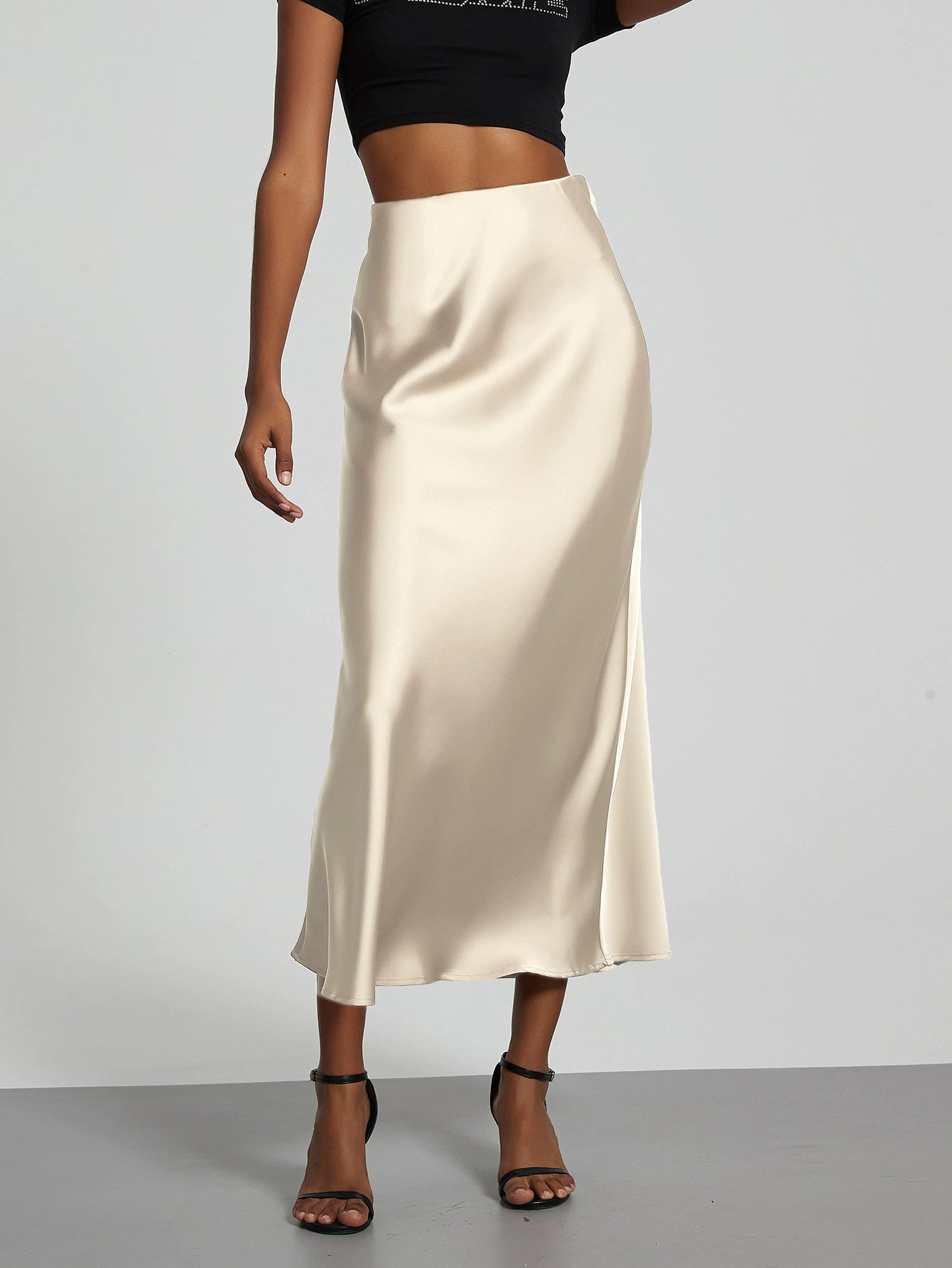 Adrienne | Jupe Midi A-Ligne Taille Haute