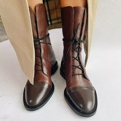 Bottines lacées femme, laçage réglable sur le cou-de-pied