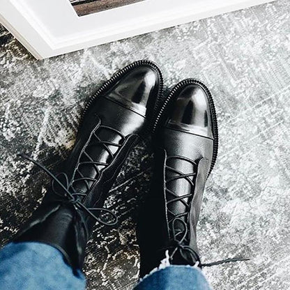 Bottines femme à bout rond et talon bas carré