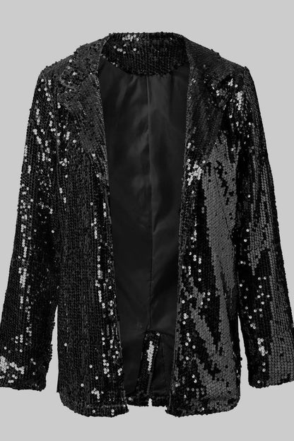 Blazer de soirée pailleté à longueur hanche