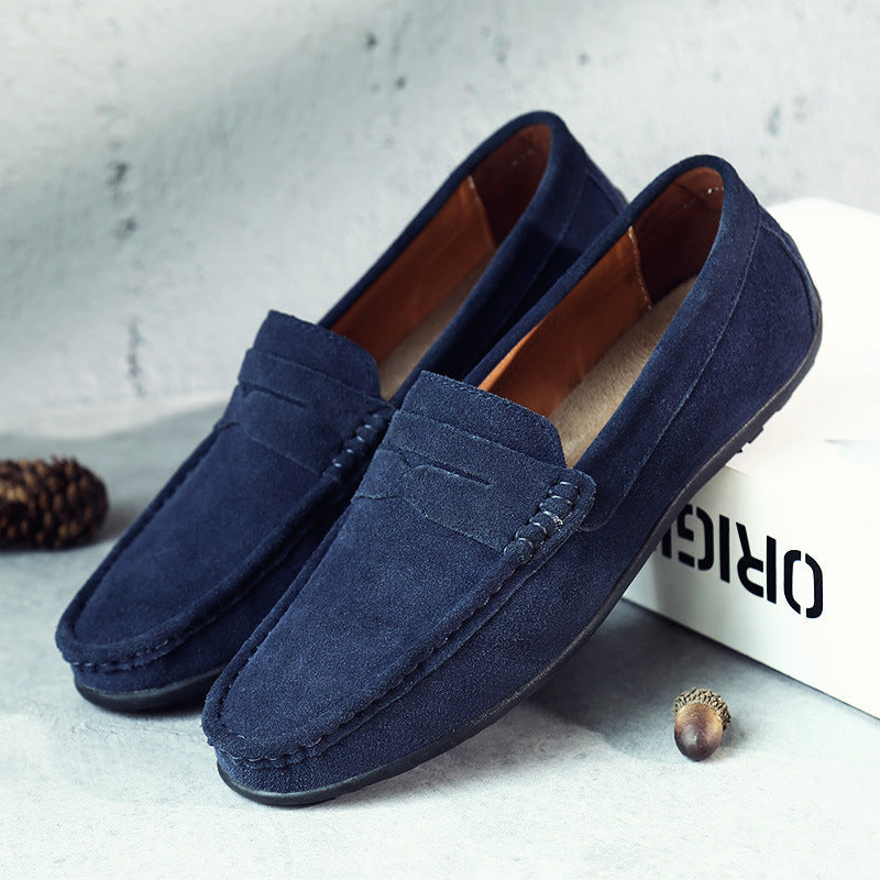 Mocassins plats effet daim à talon bas