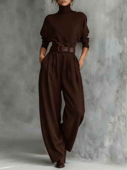 Combinaison jambes larges en marron, vue de face
