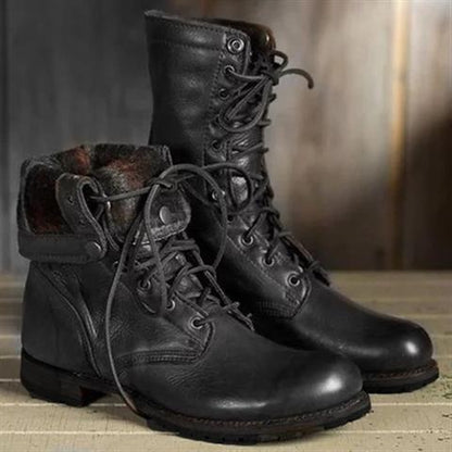 Zélina | Bottes Mi-Mollet Lacées Talon Carré