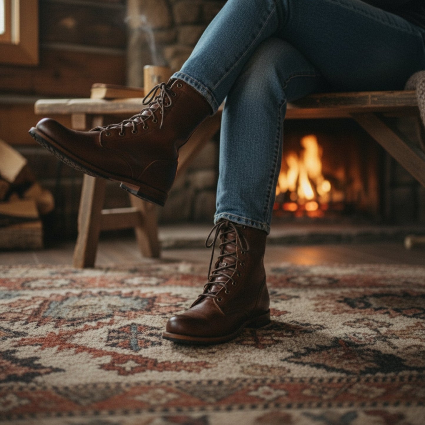 Zélina | Bottes Mi-Mollet Lacées Talon Carré