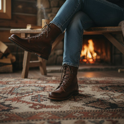 Zélina | Bottes Mi-Mollet Lacées Talon Carré