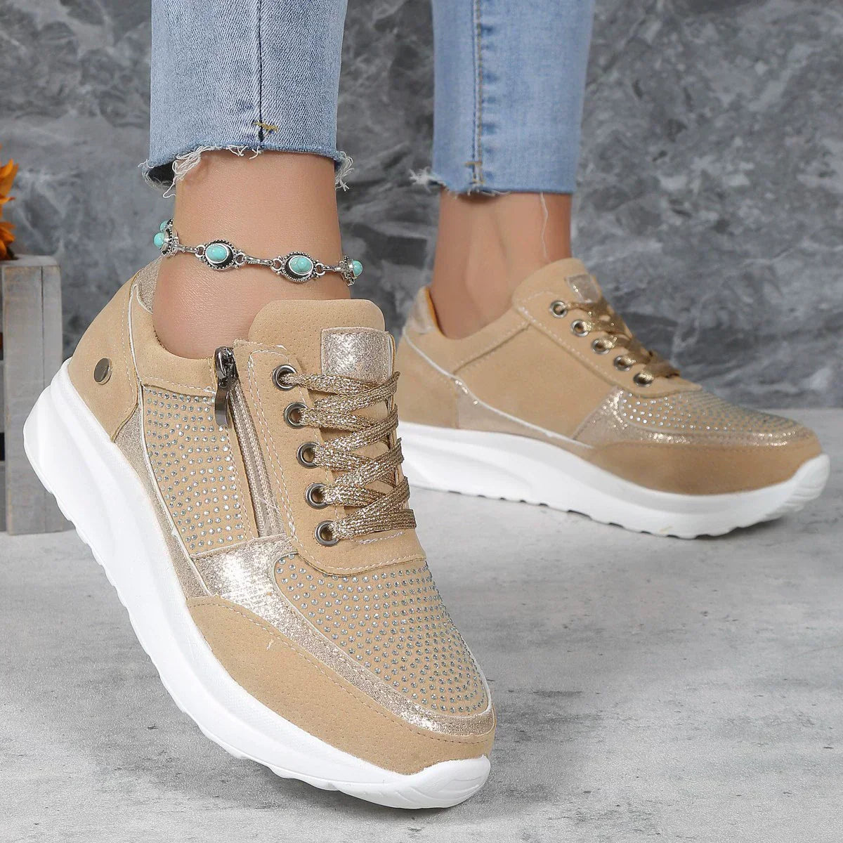 Capucine | Chaussures Zippées en Maille Aérée