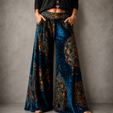 Pantalon large femme taille haute fluide, tombé droit