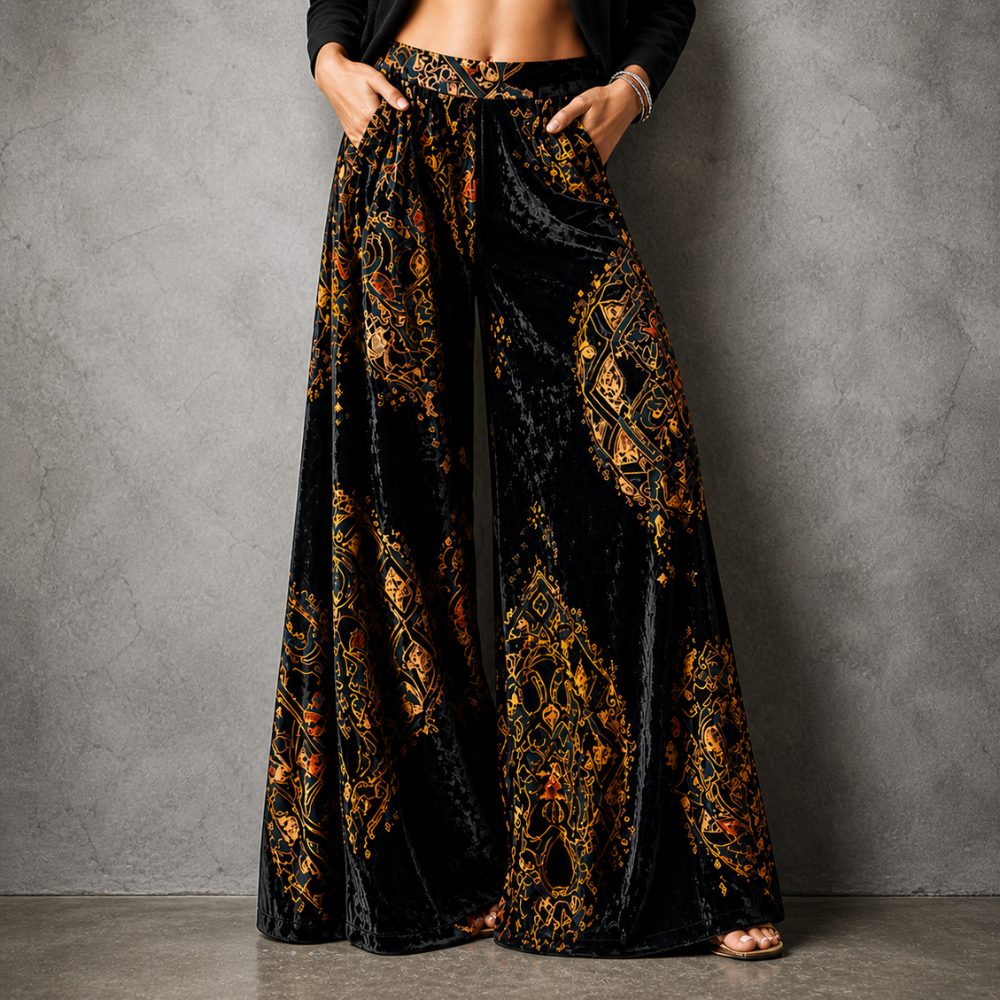 Pantalon large vue de dos, ligne verticale