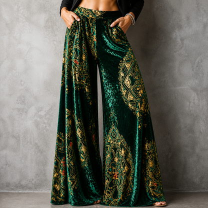 Pantalon large taille haute posé à plat
