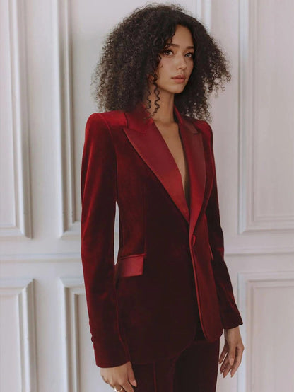 Ensemble blazer et pantalon en velours vue de dos