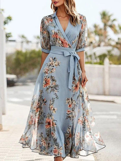 Marielle | Robe Midi Florale Manches Bouffantes