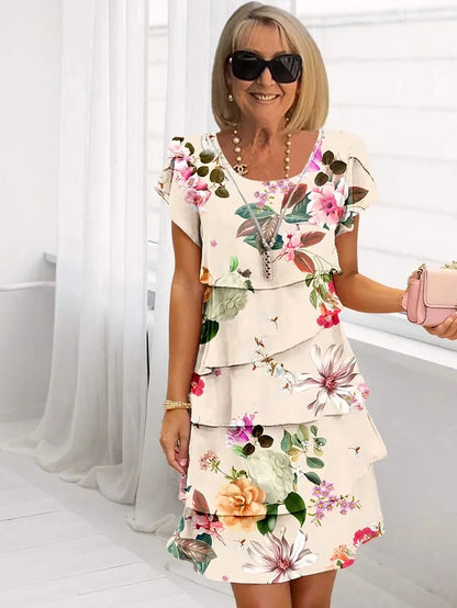 Flavie | Robe Courte Florale à Volants