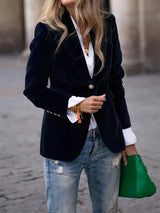 Aubertine | Blazer en Velours Coupe Ajustée