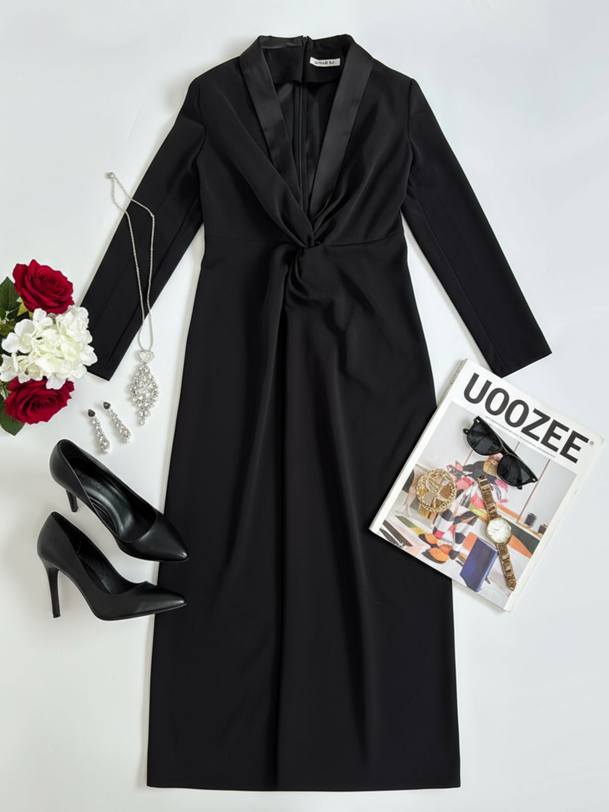 Célimène | Robe Longue de Soirée Noire Col V