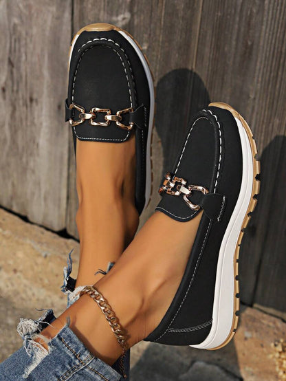 Mocassins souples en noir, vue de face
