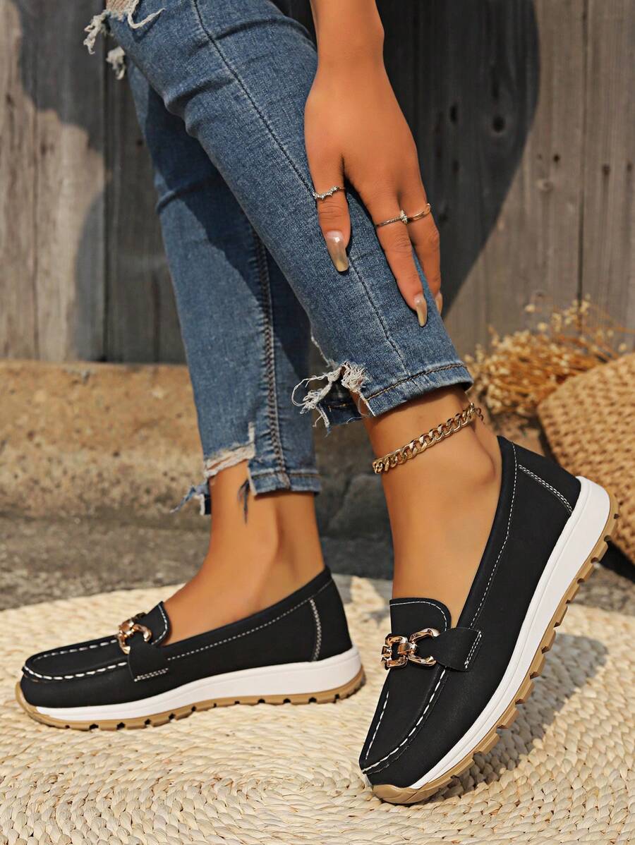 Mocassins souples en bleu marine, vue de face