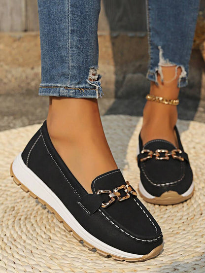 Mocassins souples en gris, vue de face
