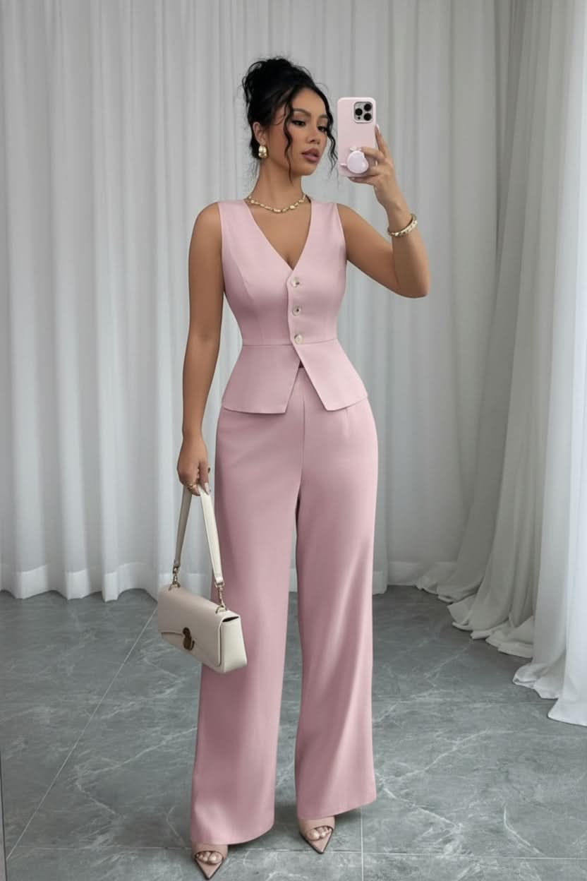 Ensemble gilet et pantalon porté de face