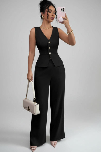 Ensemble gilet et pantalon assorti vue de dos