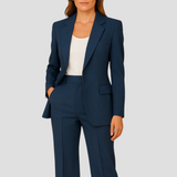 Tailleur femme blazer col cranté et pantalon droit