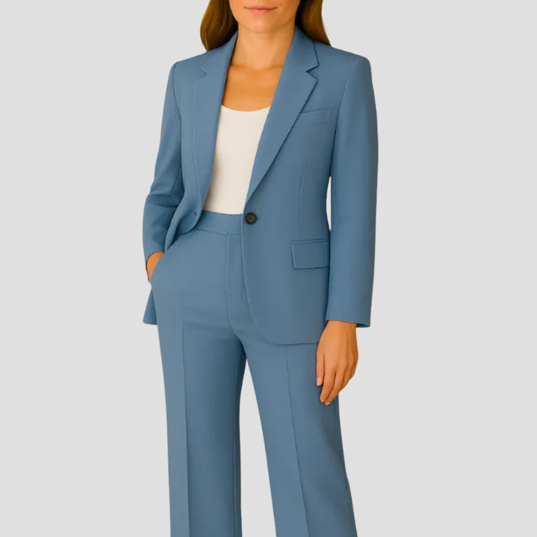 Tailleur femme pantalon droit pleine longueur