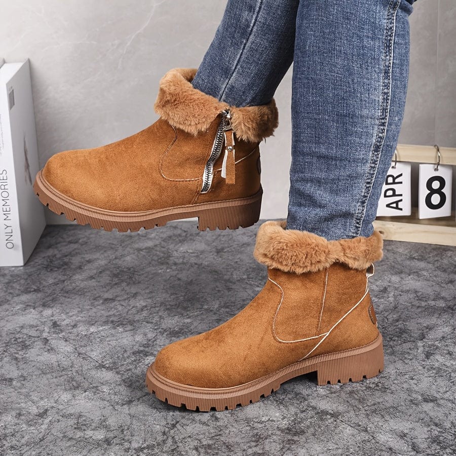 Bottines hiver à zip latéral et doublure chaude