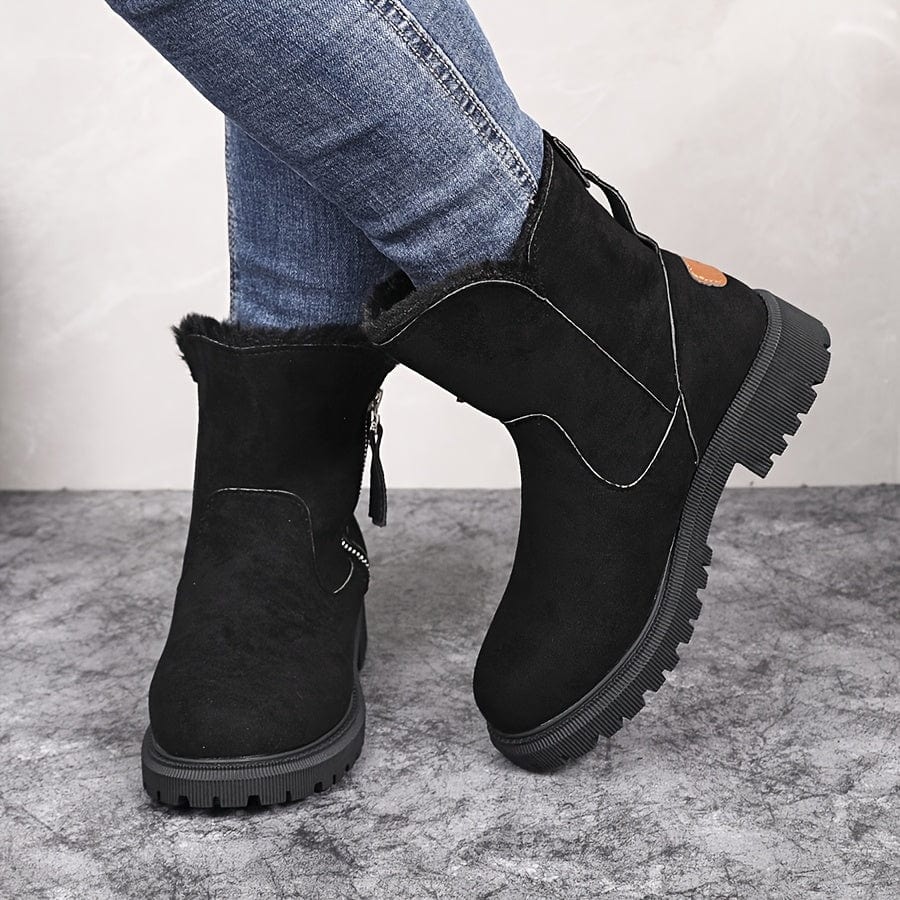 Bottines d'hiver à dessus mat et tige doublée