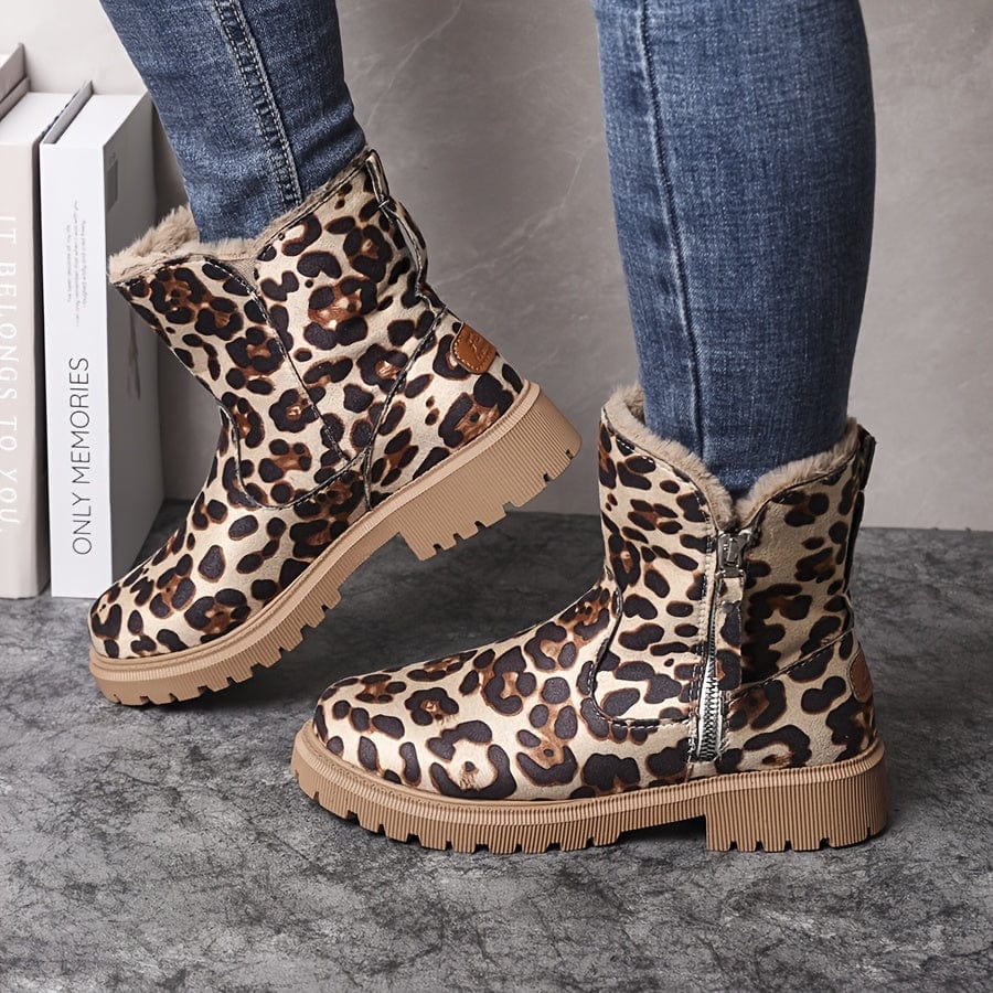 Bottines d'hiver femme doublées à semelle crantée