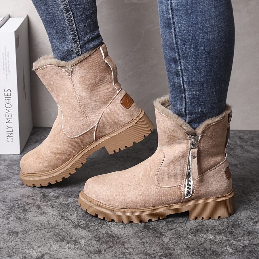 Bottines hiver à zip latéral et doublure chaude