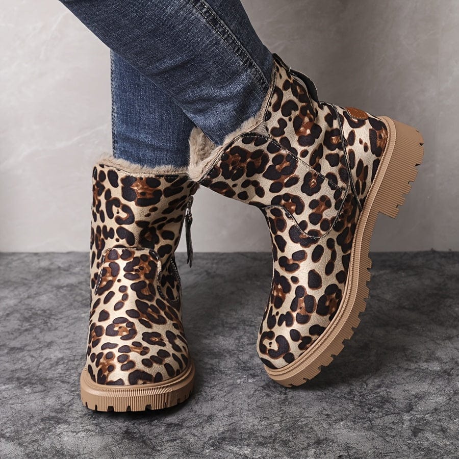 Bottines d'hiver à dessus mat et tige doublée
