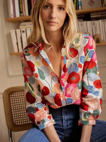 Lætitia | Blouse Fleurie à Manches Longues