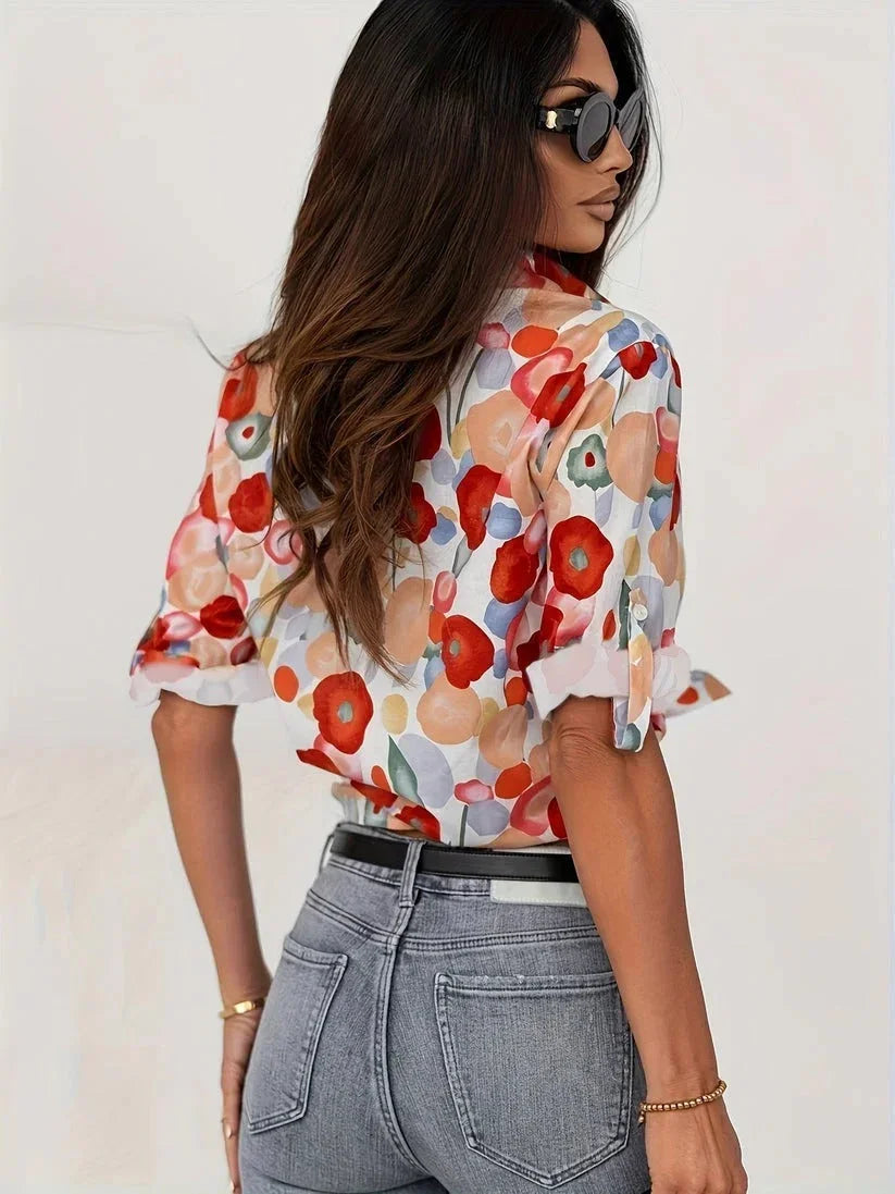 Lætitia | Blouse Fleurie à Manches Longues