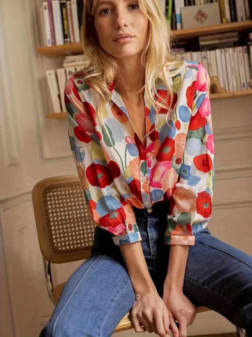 Lætitia | Blouse Fleurie à Manches Longues