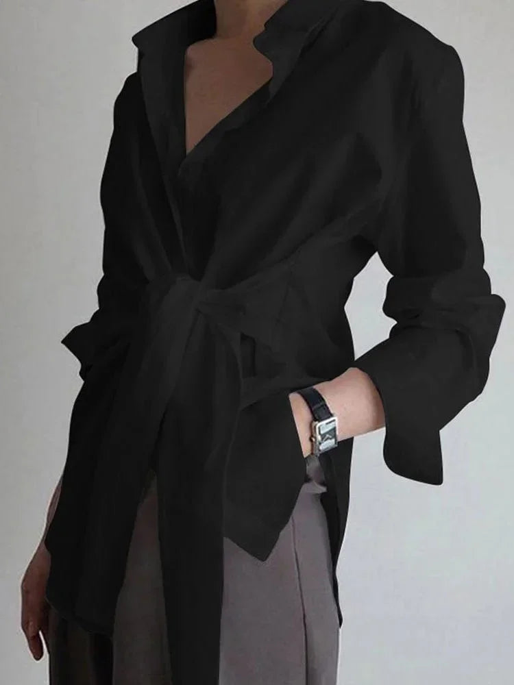 Gwenaëlle | Chemise Oversize à Ceinture Nouée