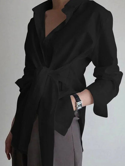 Gwenaëlle | Chemise Oversize à Ceinture Nouée
