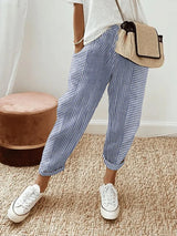 Holly | Pantalon Rayé Taille Élastique Décontracté