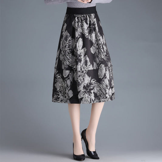 Marie-Claire | Jupe Midi Trapèze en Jacquard Floral