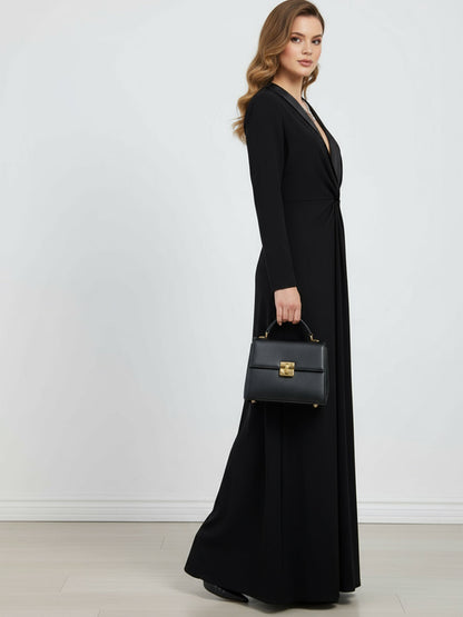 Célimène | Robe Longue de Soirée Noire Col V