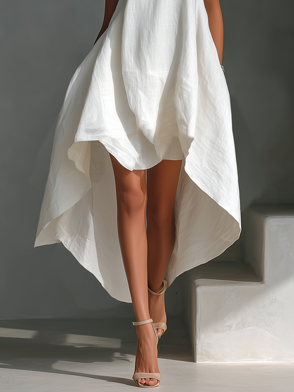 Prune | Robe Midi Lin Sans Manches Ourlet Asymétrique