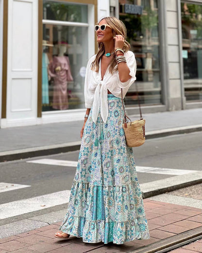 Martine | Robe Maxi Évasée à Imprimé Floral
