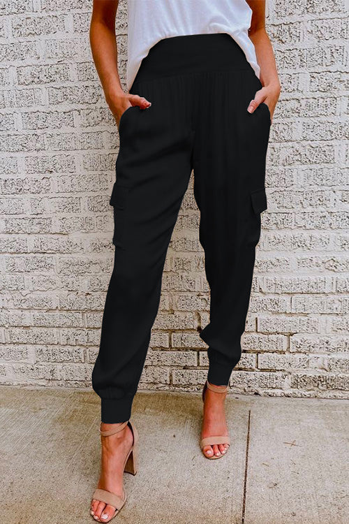 Pantalon cargo femme fuselé avec poches latérales