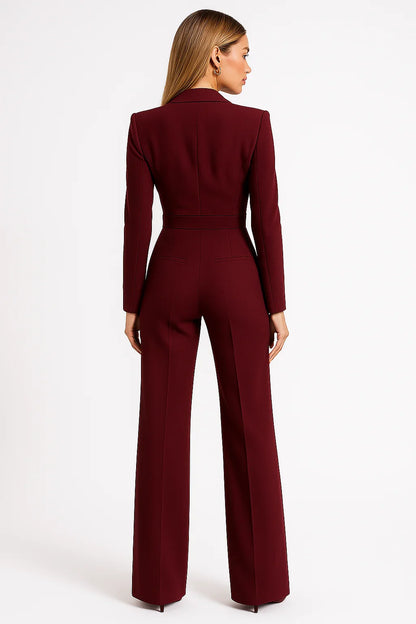 Éloïse | Combinaison Col V Pantalon Large pour Cérémonie