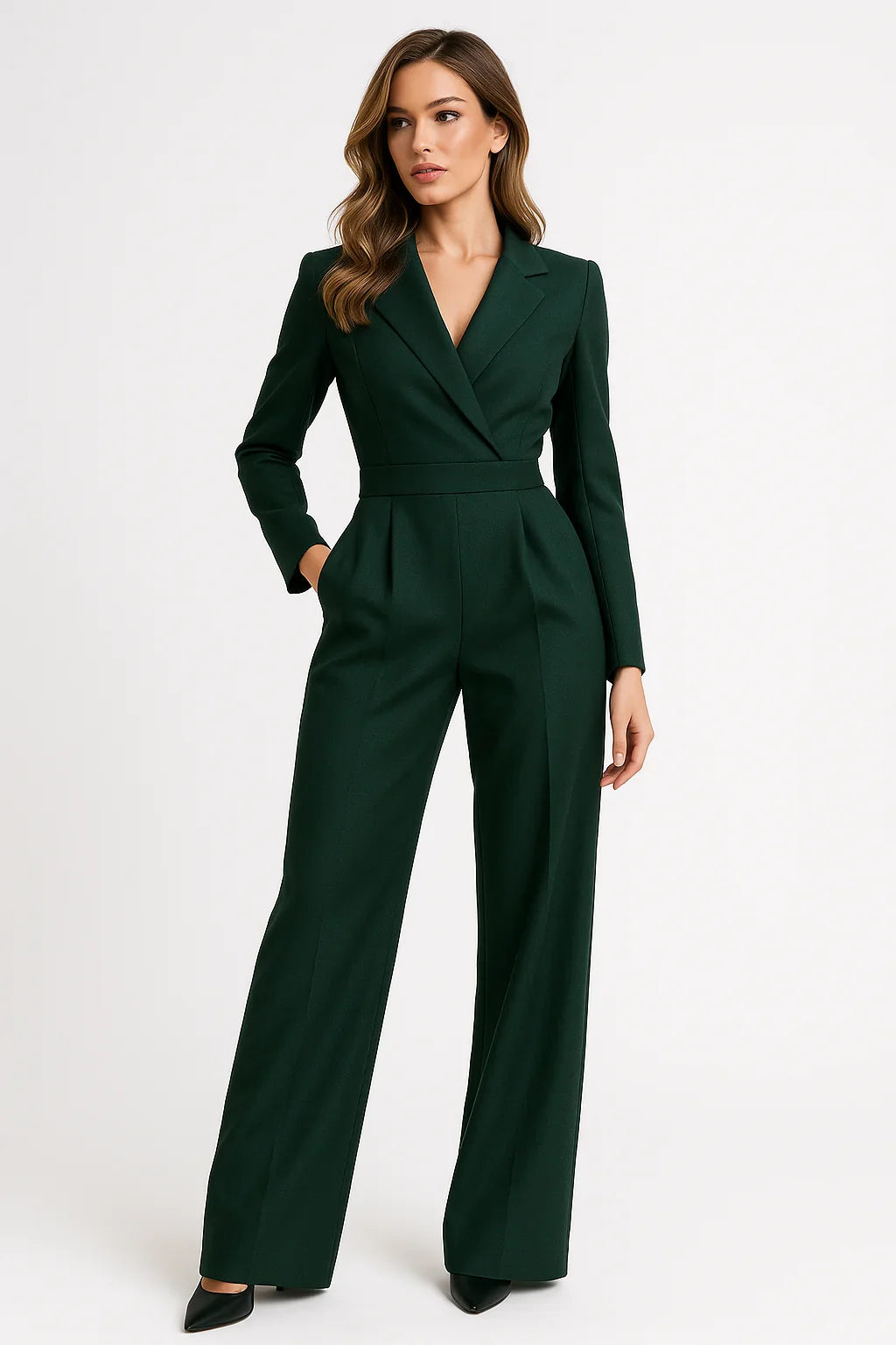 Éloïse | Combinaison Col V Pantalon Large pour Cérémonie